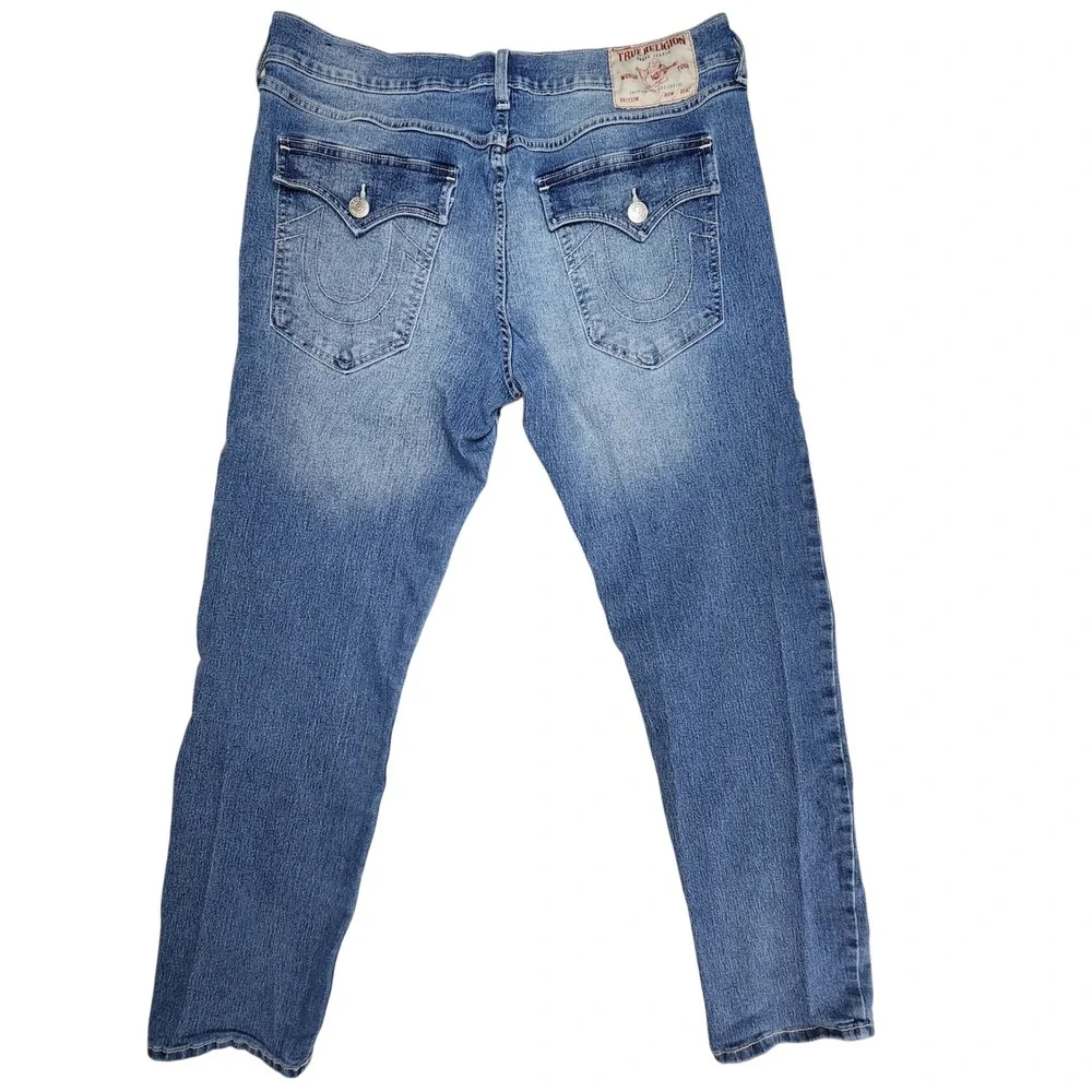 True Religion Geno Relaxed Slim Jeans Mens 36 Blue Medium Wash Denim Stretch